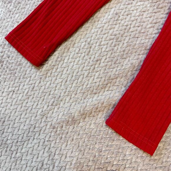 Girl’s Red Ribbed Leggings Size 7 - Picture 7 of 7